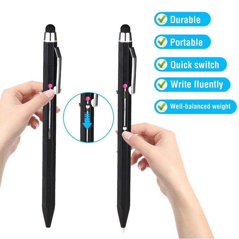 SMTTW 5-in-1 Stylus Pen&Multicolored Pen in One, Multifunction Pen with Metal Gift Box,Black Blue Red Green Ballpoint Pen for Tablet with Universal Stylus Multicolor Pen for Touch Screensï¼ˆBlackï¼‰ - Image 3